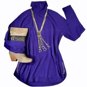 Oversized Purple Long Turtleneck Sweater L
